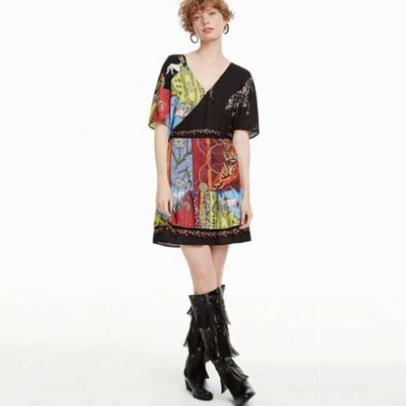 NEW Desigual Kimino Style Sleeve Mini Dress, Size 36 EU - Picture 1 of 16